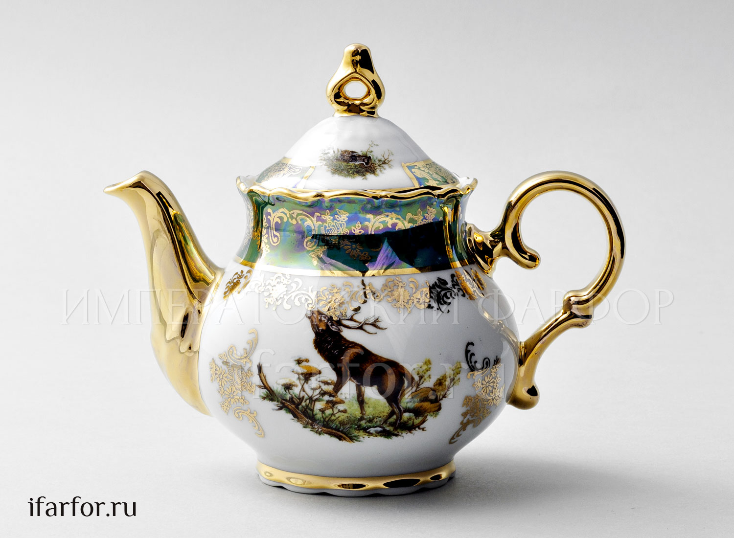 Чайник заварочный «Охота Зеленая» Форма: Фредерика. Фарфор. 500 мл.