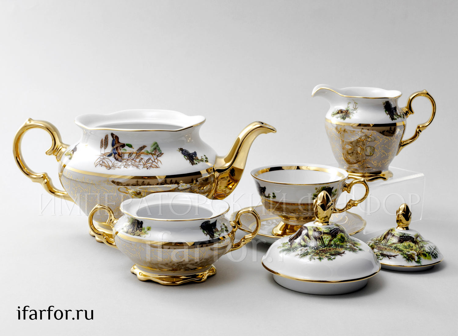 Сервиз чайный «Охота Бежевая» 6/17 Форма: STERNE PORCELAN. Фарфор