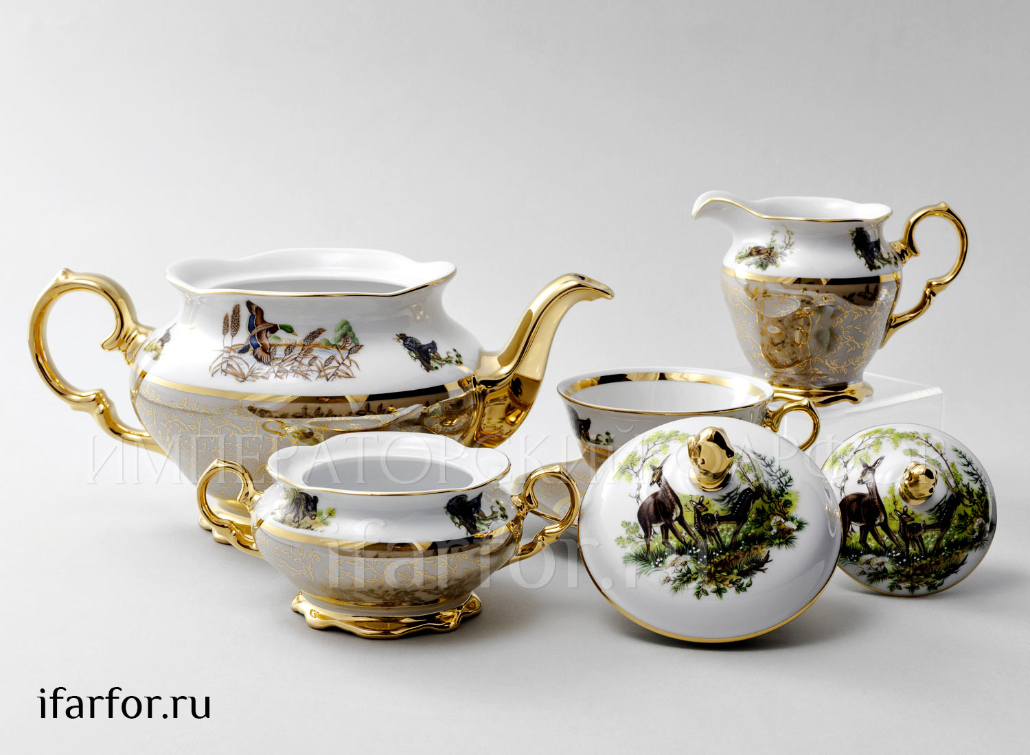 Сервиз чайный «Охота Бежевая» 6/17 Форма: STERNE PORCELAN. Фарфор