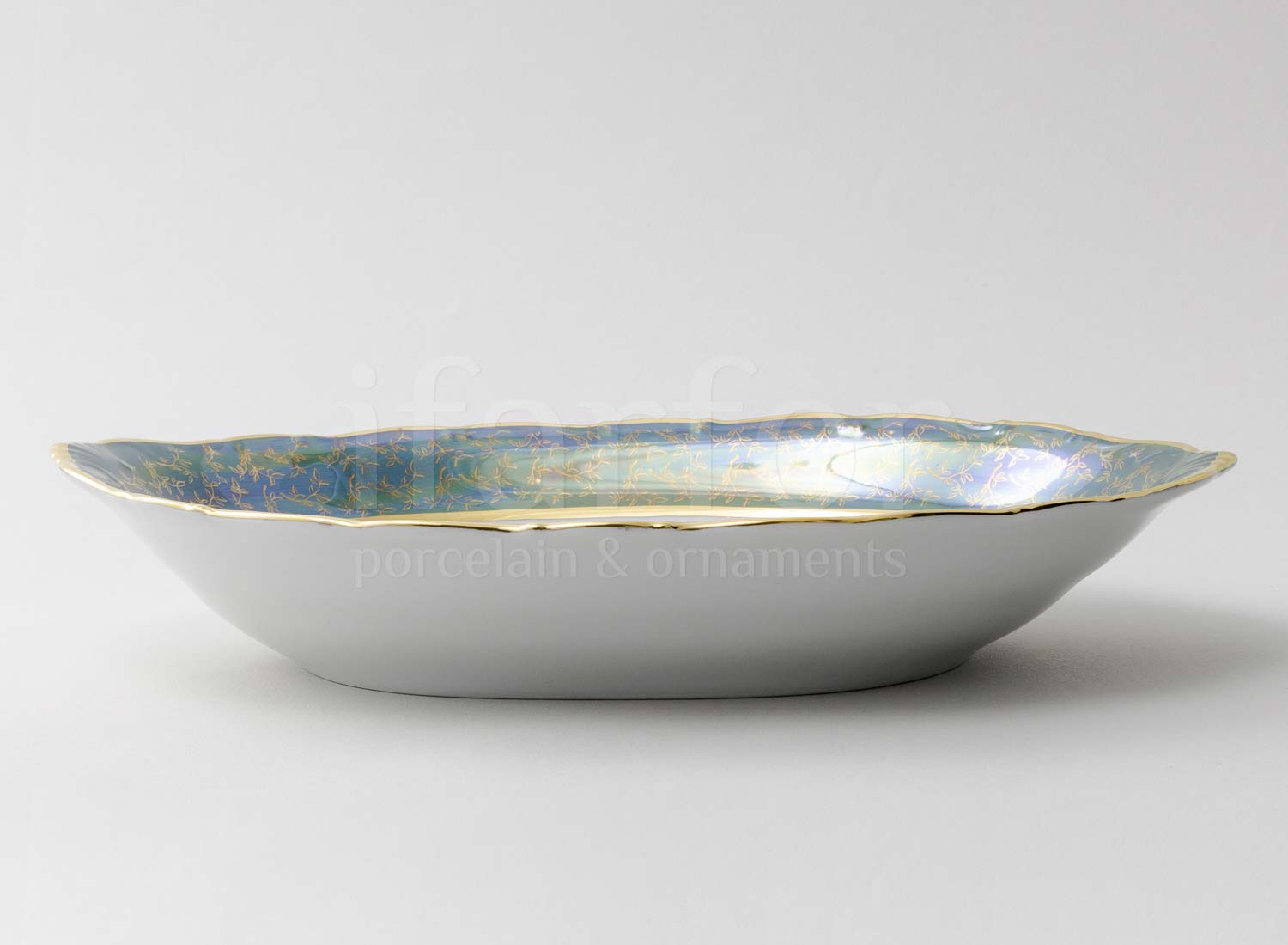 Блюдо овальное «Охота Зеленая» Форма: STERNE PORCELAN. Фарфор. 360 мм.