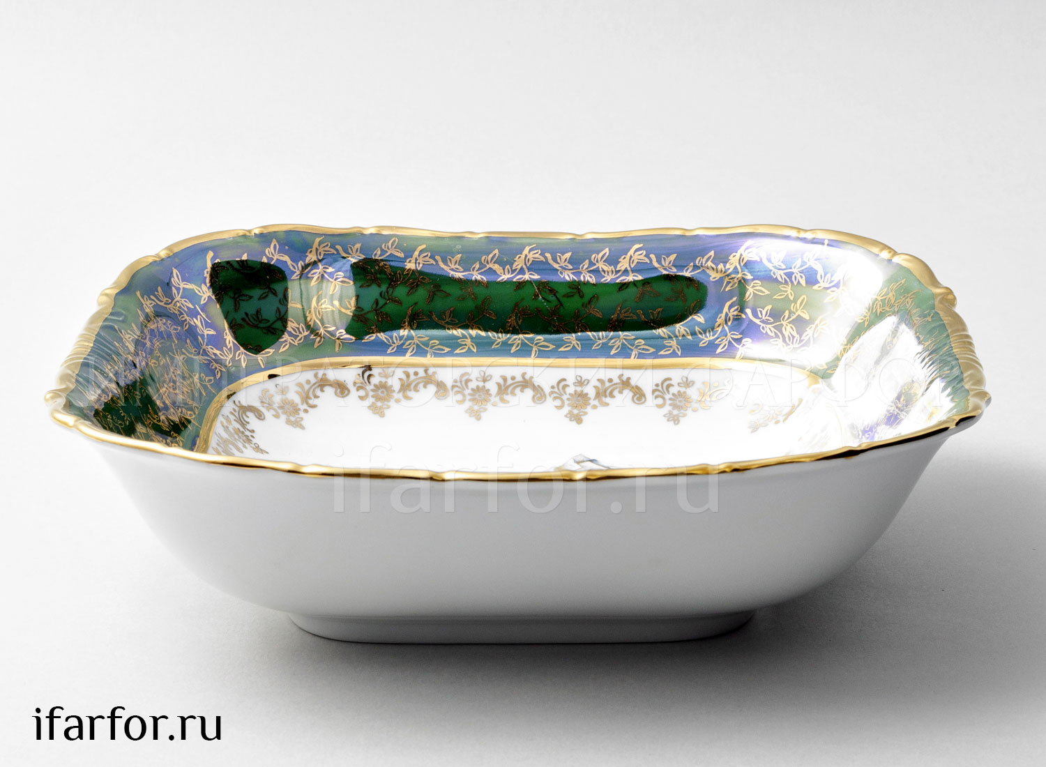 Салатник квадратный «Охота Зеленая» Форма: STERNE PORCELAN. Фарфор. 250 мм.