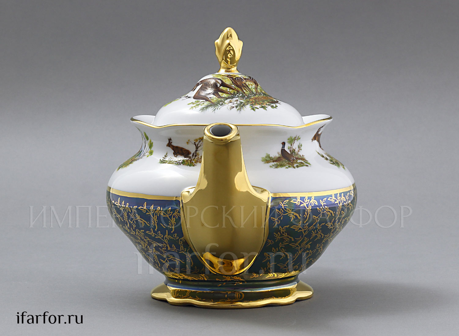 Чайник заварочный «Охота Зеленая» Форма: STERNE PORCELAN. Фарфор. 1200 мл.