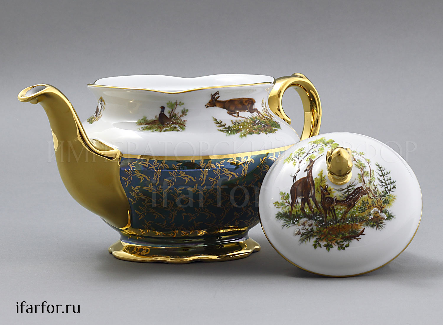 Чайник заварочный «Охота Зеленая» Форма: STERNE PORCELAN. Фарфор. 1200 мл.