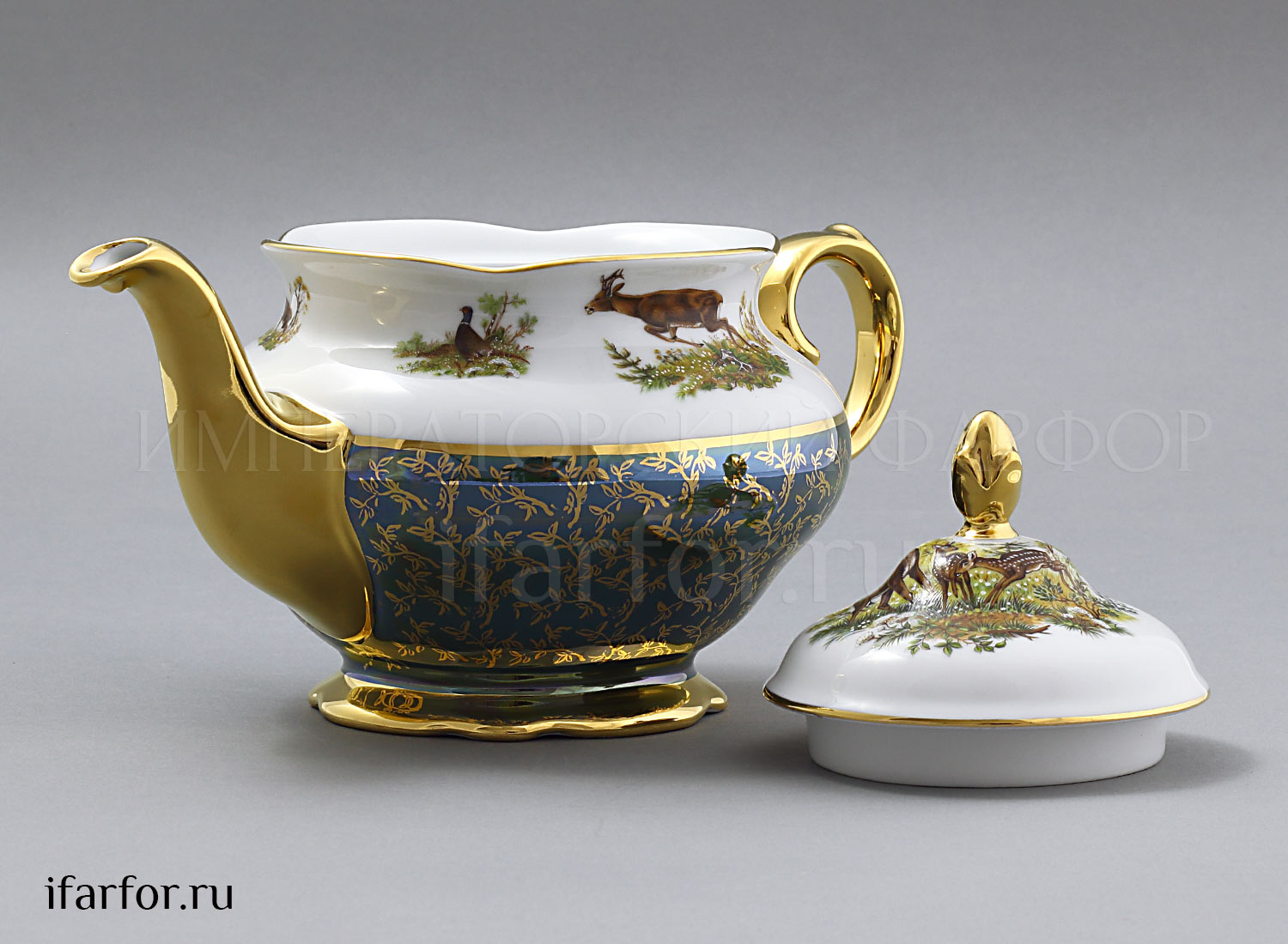 Чайник заварочный «Охота Зеленая» Форма: STERNE PORCELAN. Фарфор. 1200 мл.