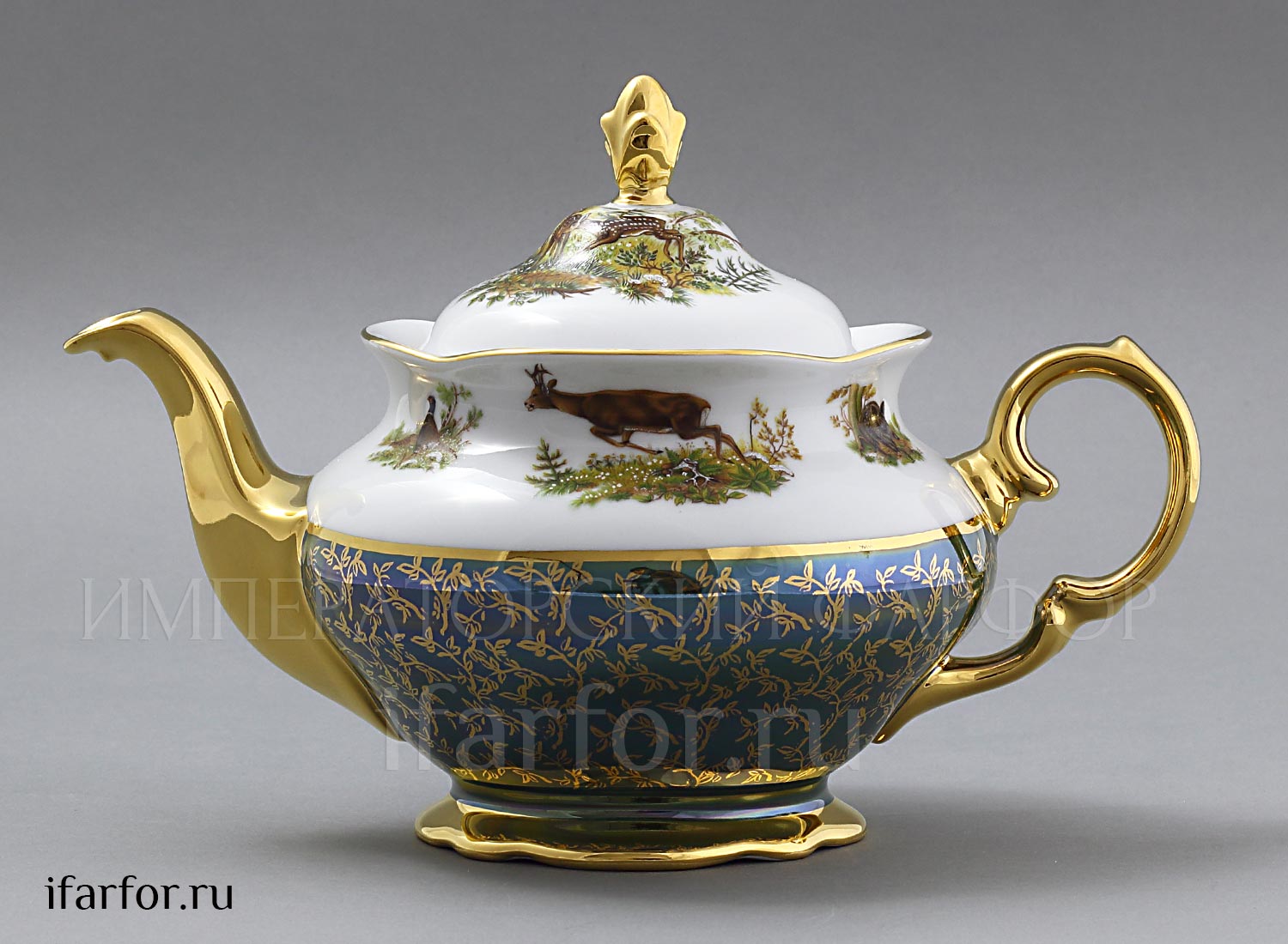 Чайник заварочный «Охота Зеленая» Форма: STERNE PORCELAN. Фарфор. 1200 мл.