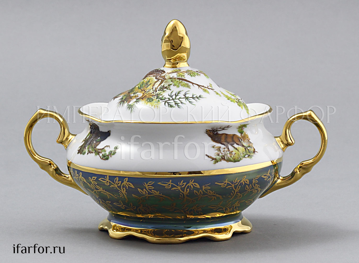 Сахарница «Охота Зеленая» Форма: STERNE PORCELAN. Фарфор. 350 мл.
