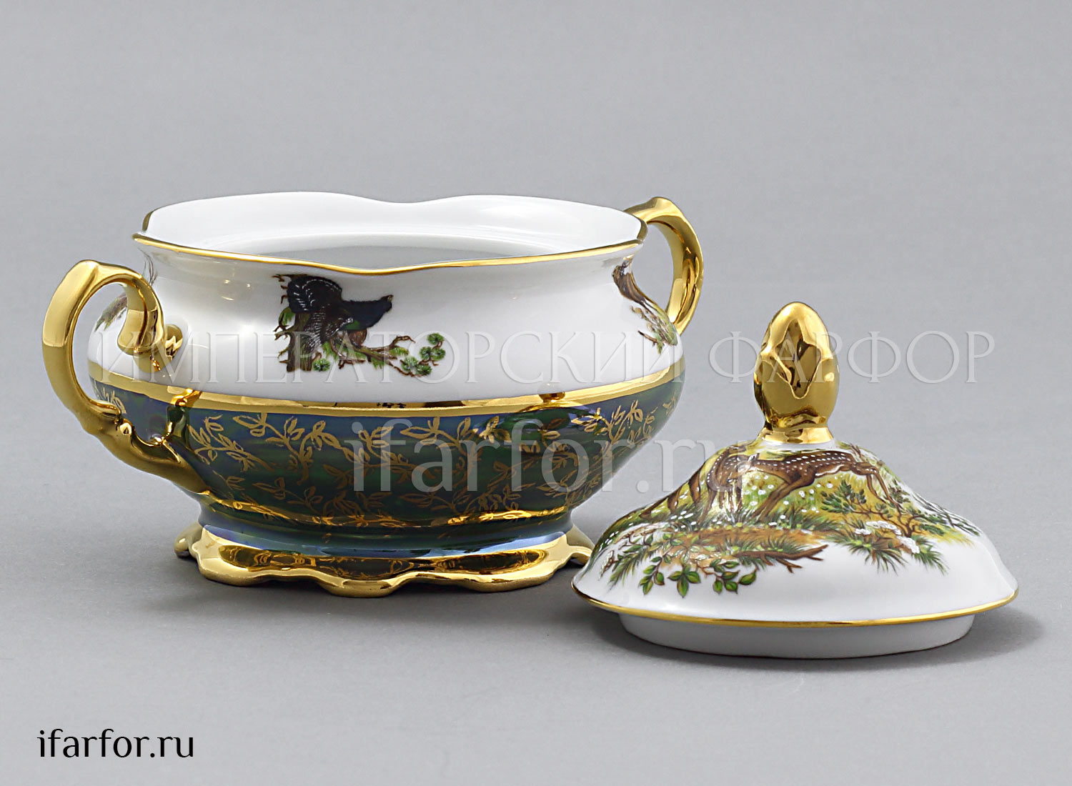 Сахарница «Охота Зеленая» Форма: STERNE PORCELAN. Фарфор. 350 мл.