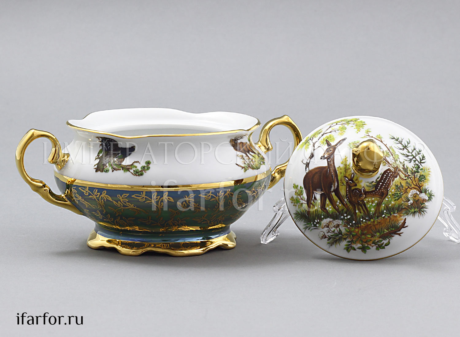 Сахарница «Охота Зеленая» Форма: STERNE PORCELAN. Фарфор. 350 мл.