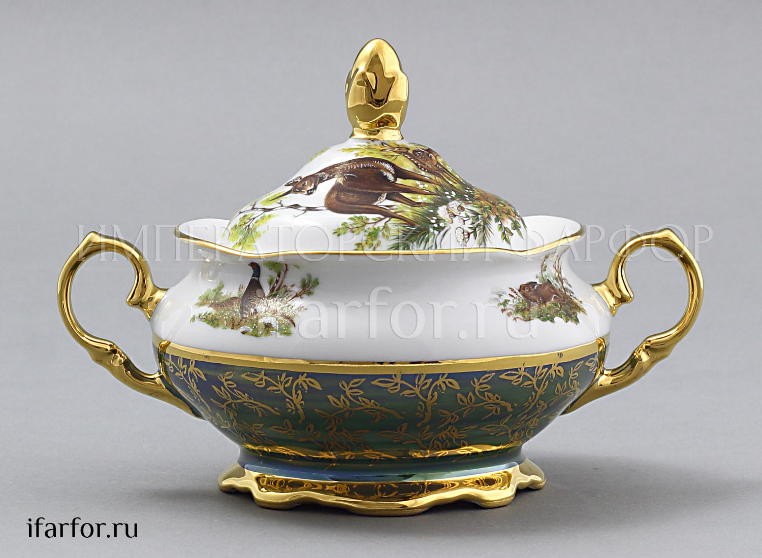 Сахарница «Охота Зеленая» Форма: STERNE PORCELAN. Фарфор. 350 мл.