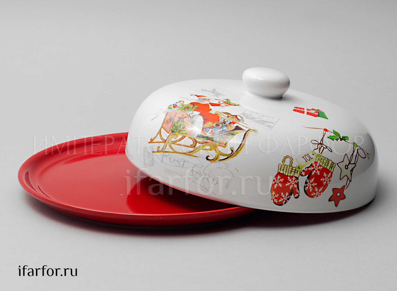 Блинница «Дед Мороз» Форма: Royal Classics. Керамика. 230 x 230 x 100 мм.
