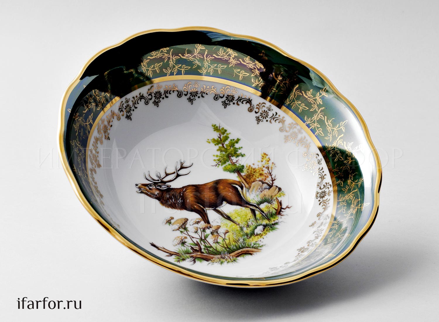Салатник «Охота Зеленая» Форма: STERNE PORCELAN. Фарфор. 250 мм.