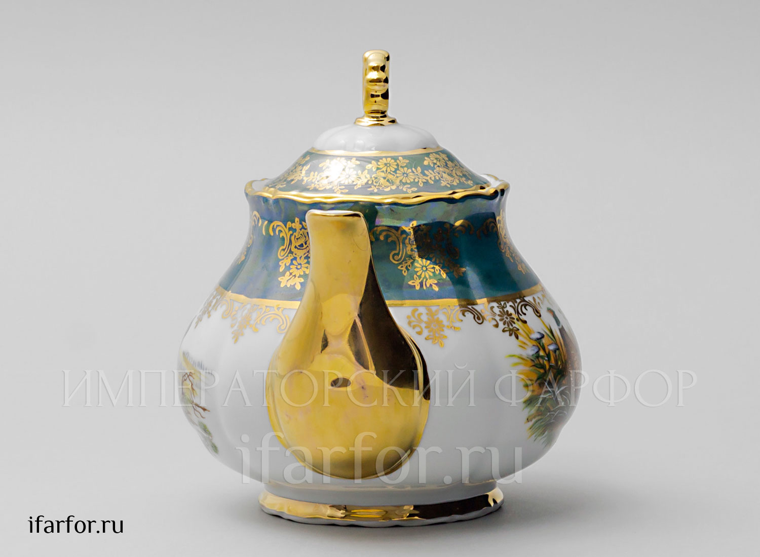 Чайник заварочный «Охота Зеленая» Форма: Корона. Фарфор. 700 мл.