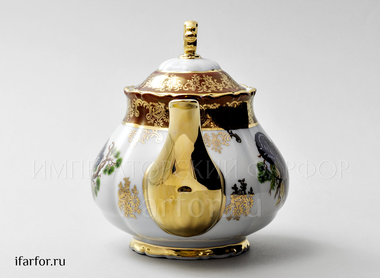 Чайник заварочный «Охота Красная» Форма: Корона. Фарфор. 700 мл.
