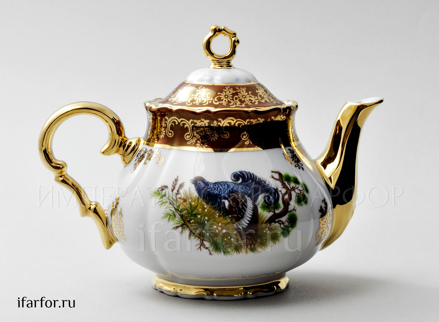 Чайник заварочный «Охота Красная» Форма: Корона. Фарфор. 700 мл.