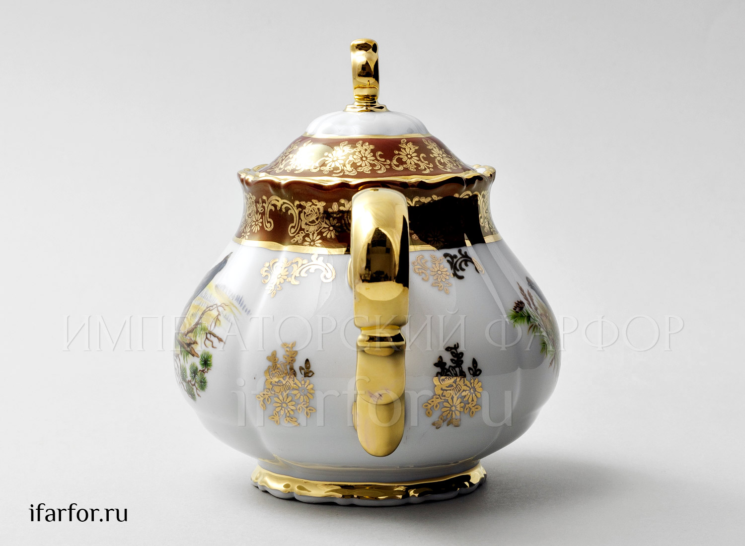Чайник заварочный «Охота Красная» Форма: Корона. Фарфор. 700 мл.