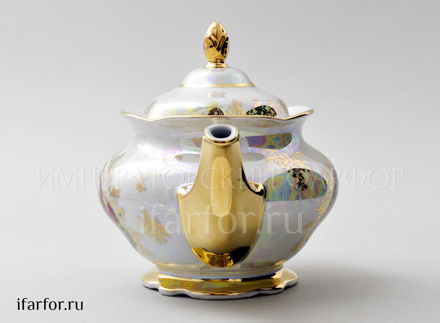 Чайник заварочный «Мадонна Перламутр» Форма: Мадонна Корона. Фарфор. 1200 мл.