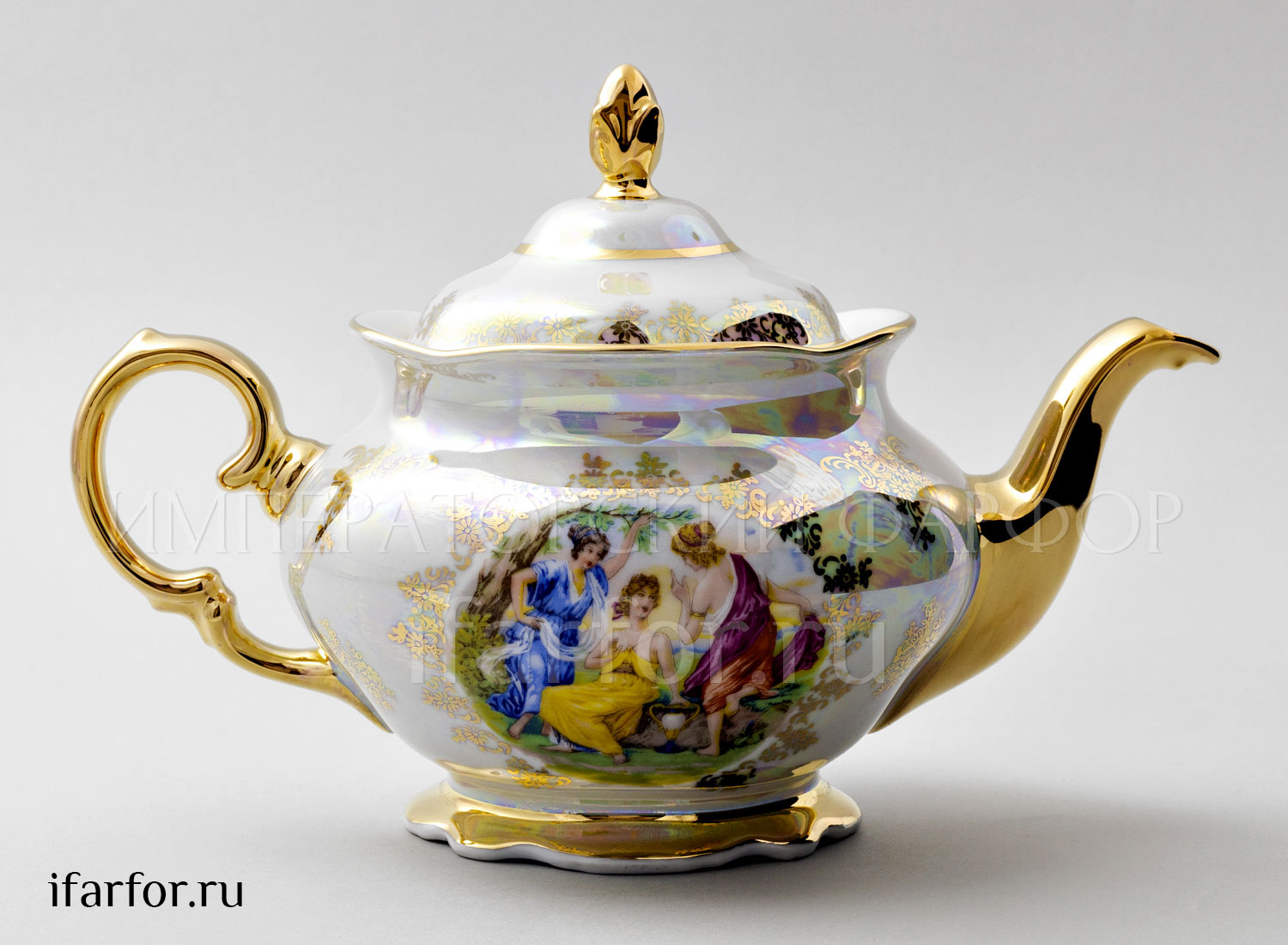 Чайник заварочный «Мадонна Перламутр» Форма: Мадонна Корона. Фарфор. 1200 мл.