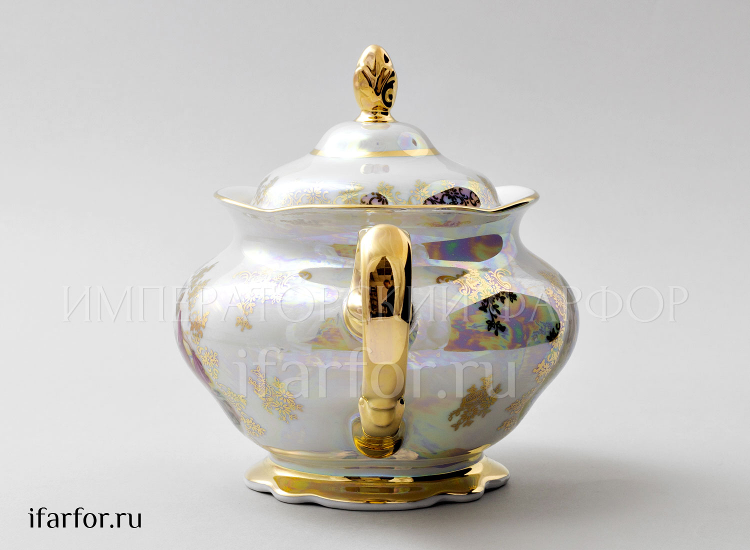 Чайник заварочный «Мадонна Перламутр» Форма: Мадонна Корона. Фарфор. 1200 мл.