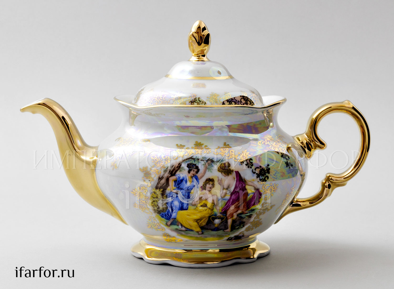 Чайник заварочный «Мадонна Перламутр» Форма: Мадонна Корона. Фарфор. 1200 мл.