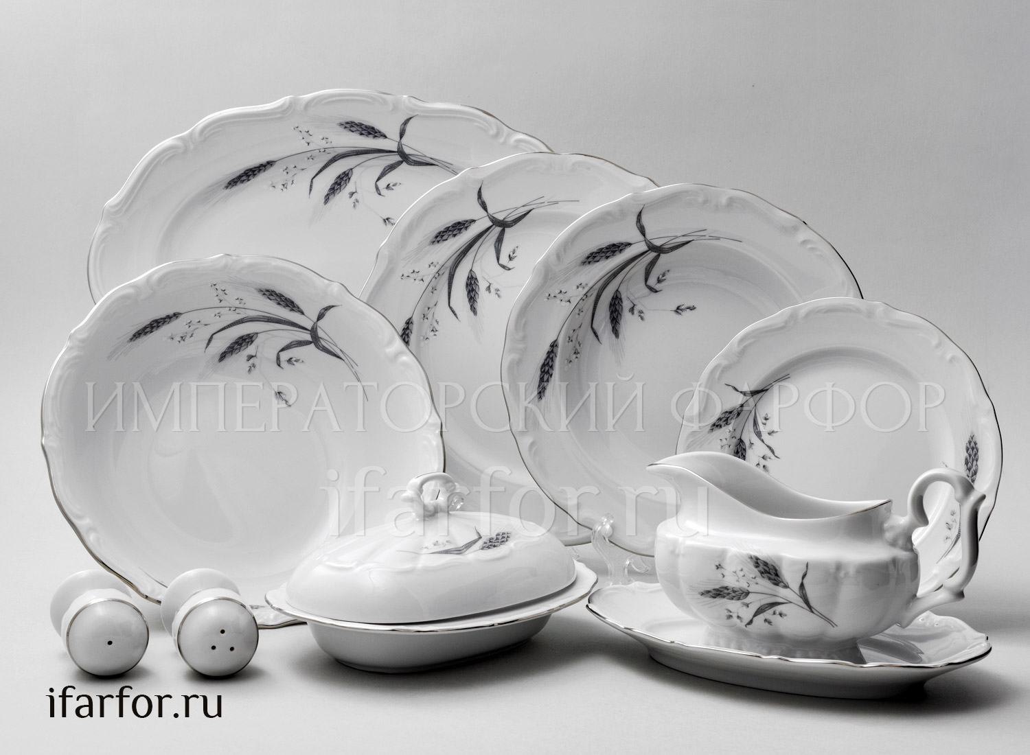 Сервиз столовый «Серебряные колосья» 6/25 Форма: Repast. Фарфор