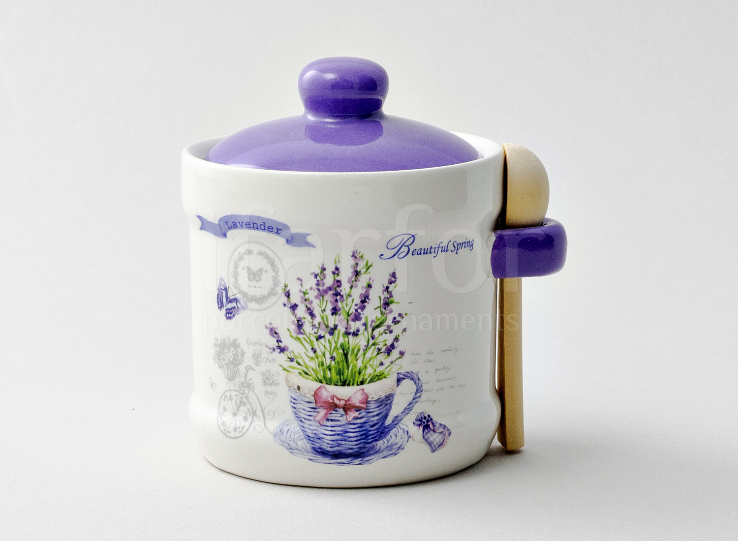 Банка для сыпучих продуктов с ложкой «Прованс» 1/2 Форма: Royal Classics. Керамика. 110 x 120 x 91 мм.