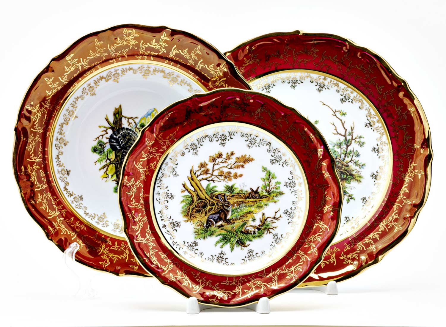 Набор тарелок столовый «Охота Красная» 6/18 Форма: STERNE PORCELAN. Фарфор. 190 мм.