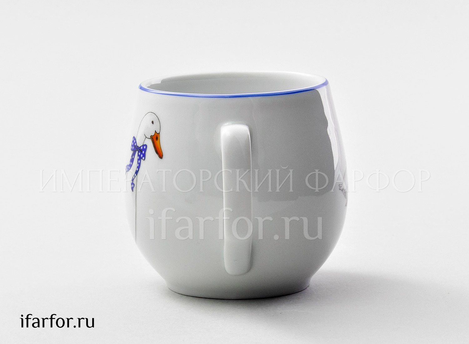 Кружка «Гуси. Один гусь» Форма: Бочонок. Soudecek. Фарфор. 350 мл.