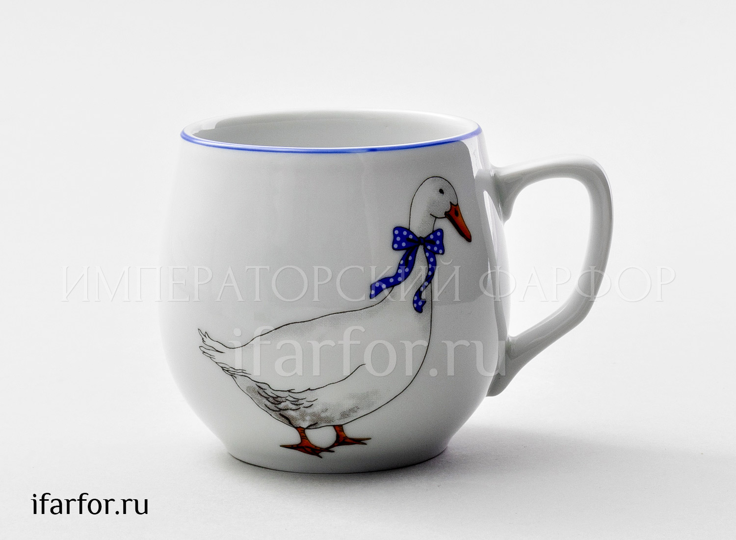 Кружка «Гуси. Один гусь» Форма: Бочонок. Soudecek. Фарфор. 350 мл.