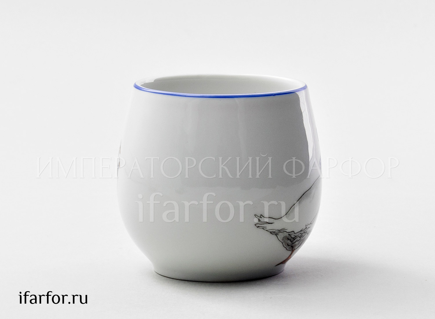 Кружка «Гуси. Два гуся смотрят вправо» Форма: Бочонок. Soudecek. Фарфор. 350 мл.