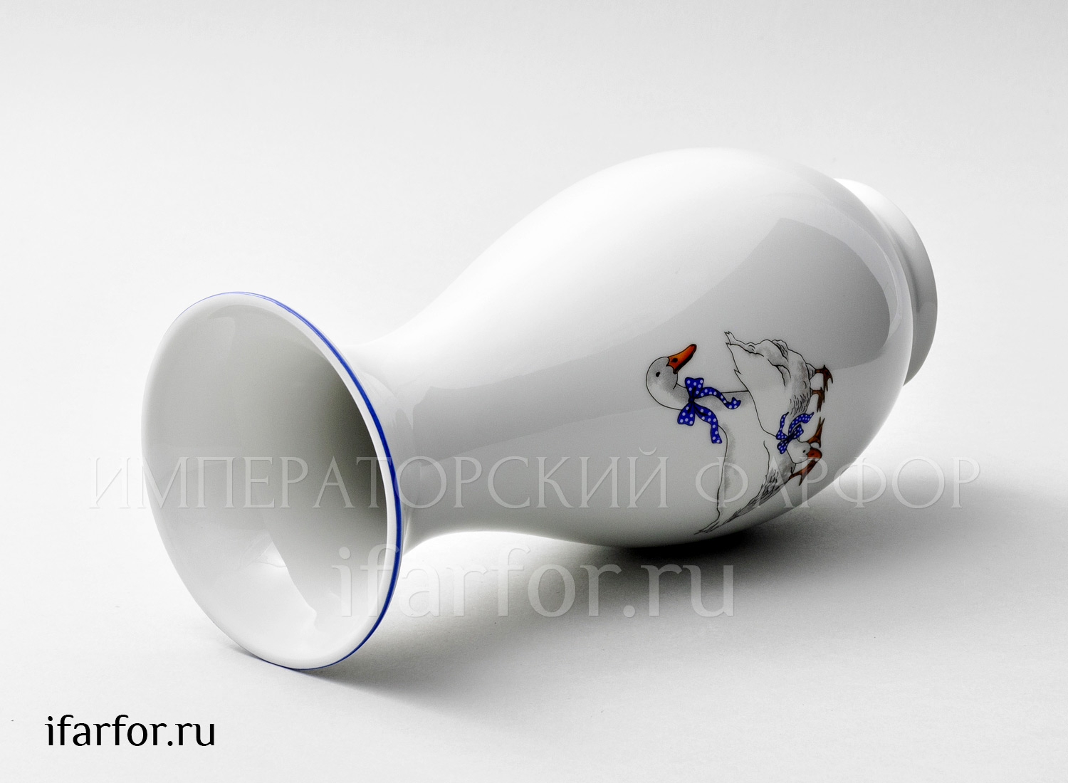 Ваза для цветов «Гуси» Форма: DUBI. Фарфор. 255 мм.