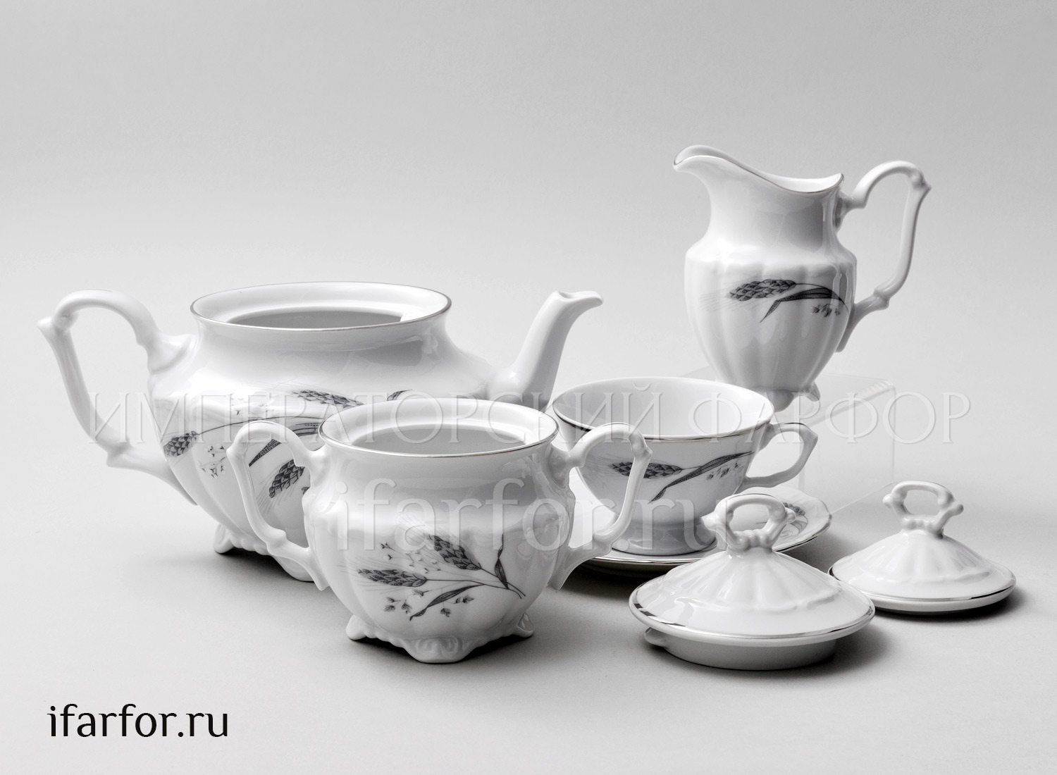 Сервиз чайный «Серебряные колосья» 6/15 Форма: Repast. Фарфор