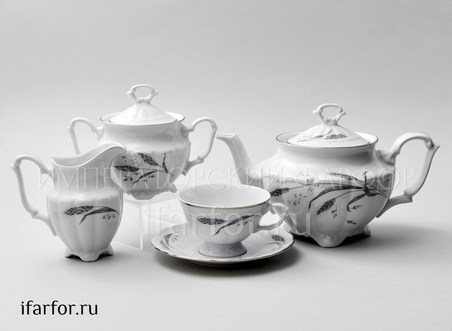 Сервиз чайный «Серебряные колосья» 6/15 Форма: Repast. Фарфор