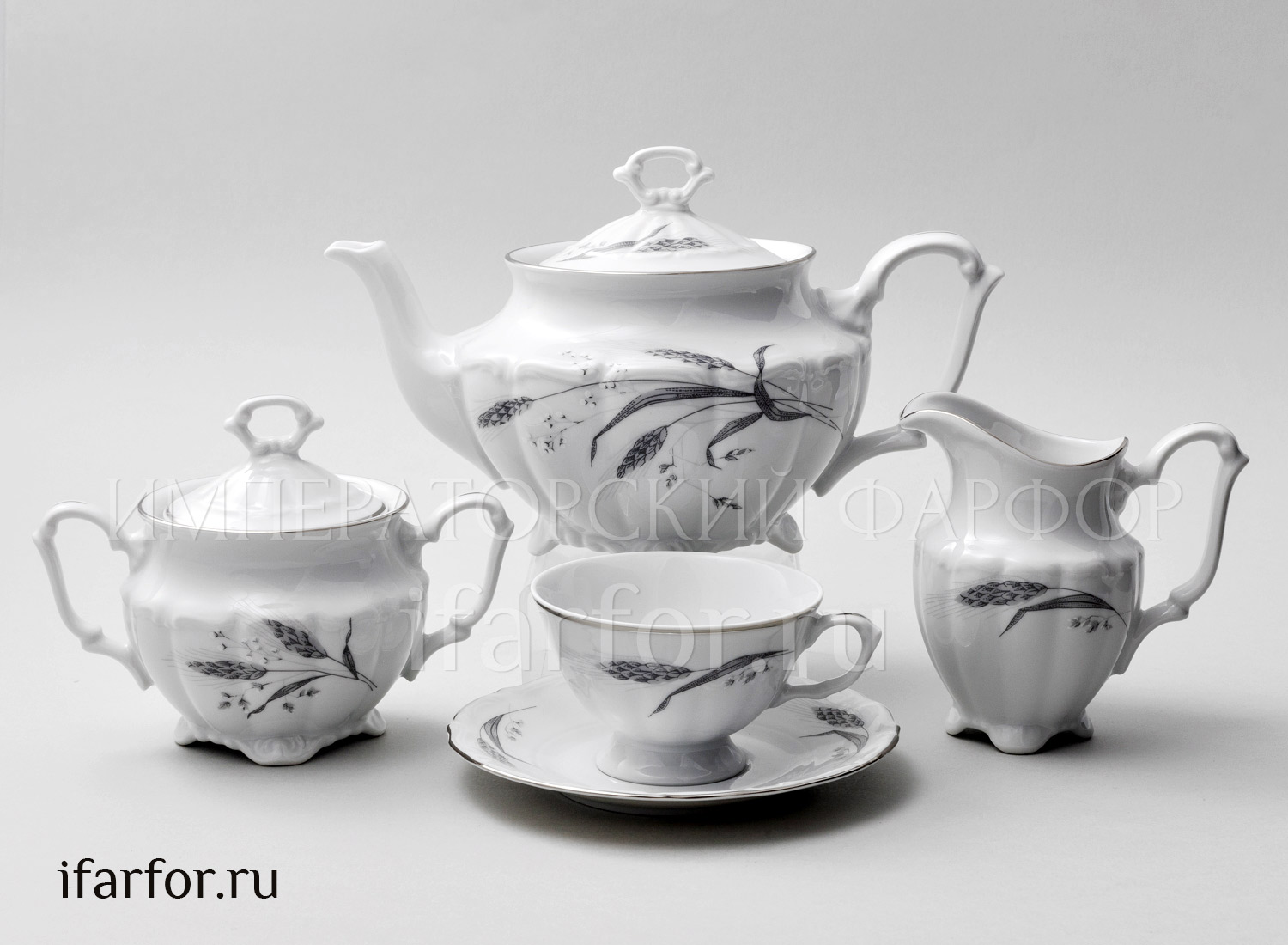 Сервиз чайный «Серебряные колосья» 6/15 Форма: Repast. Фарфор