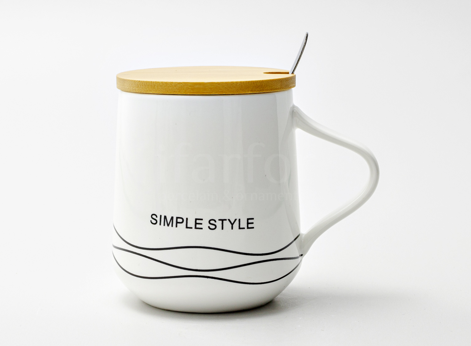 Кружка с крышкой и ложкой второй сорт «SIMPLE STYLE белая» Форма: Royal Classics. Керамика