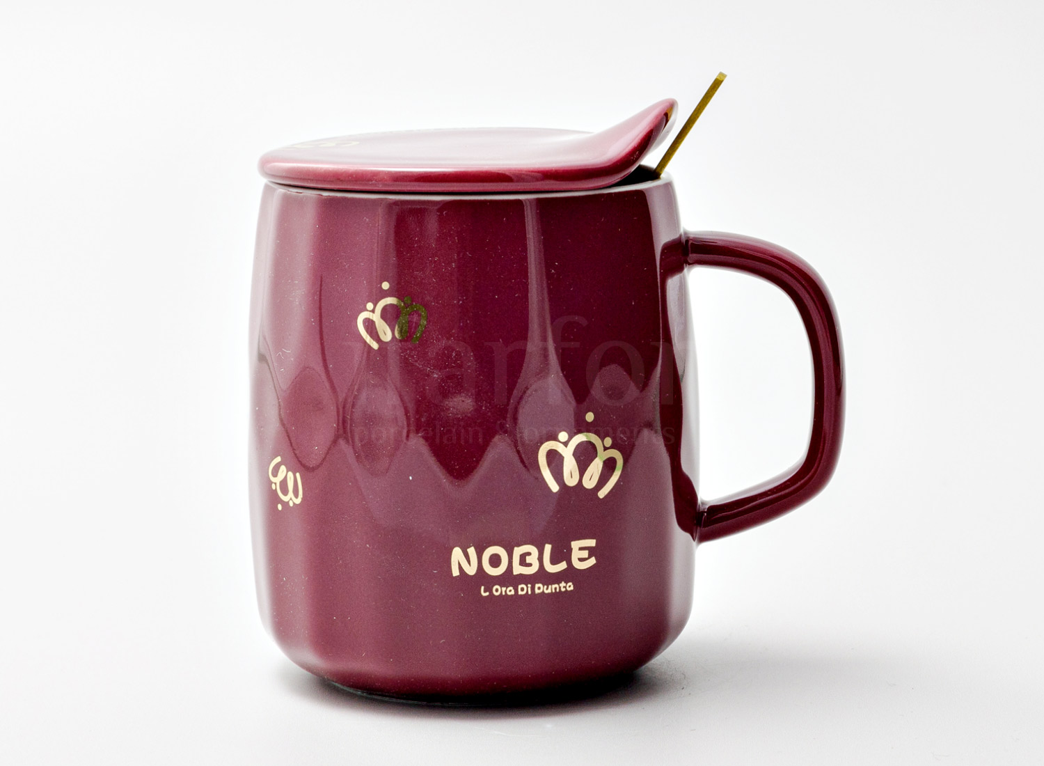 Кружка с крышкой и ложкой второй сорт «NOBLE» Форма: Royal Classics. Керамика
