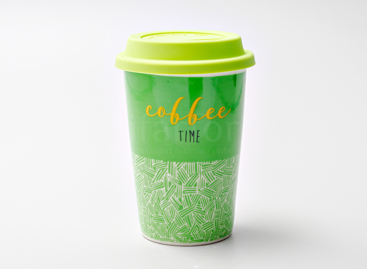 Термокружка «Coffee Time» 1/2 Форма: Royal Classics. Фарфор, силиконовая крышка. 127 мм.