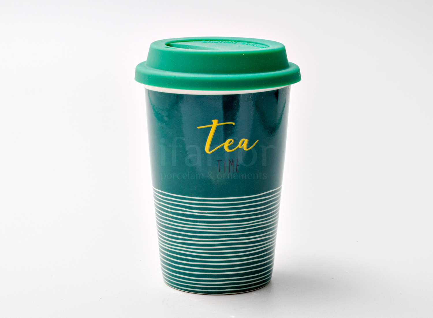 Термокружка «Tea Time» 1/2 Форма: Royal Classics. Фарфор, силиконовая крышка. 127 мм.