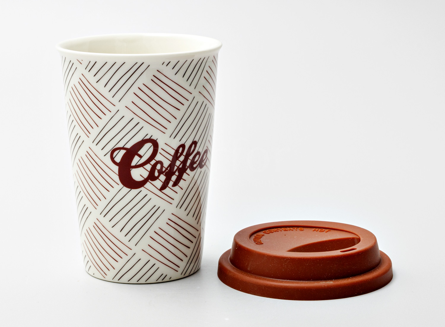 Термокружка «Coffee» 1/2 Форма: Royal Classics. Фарфор, силиконовая крышка