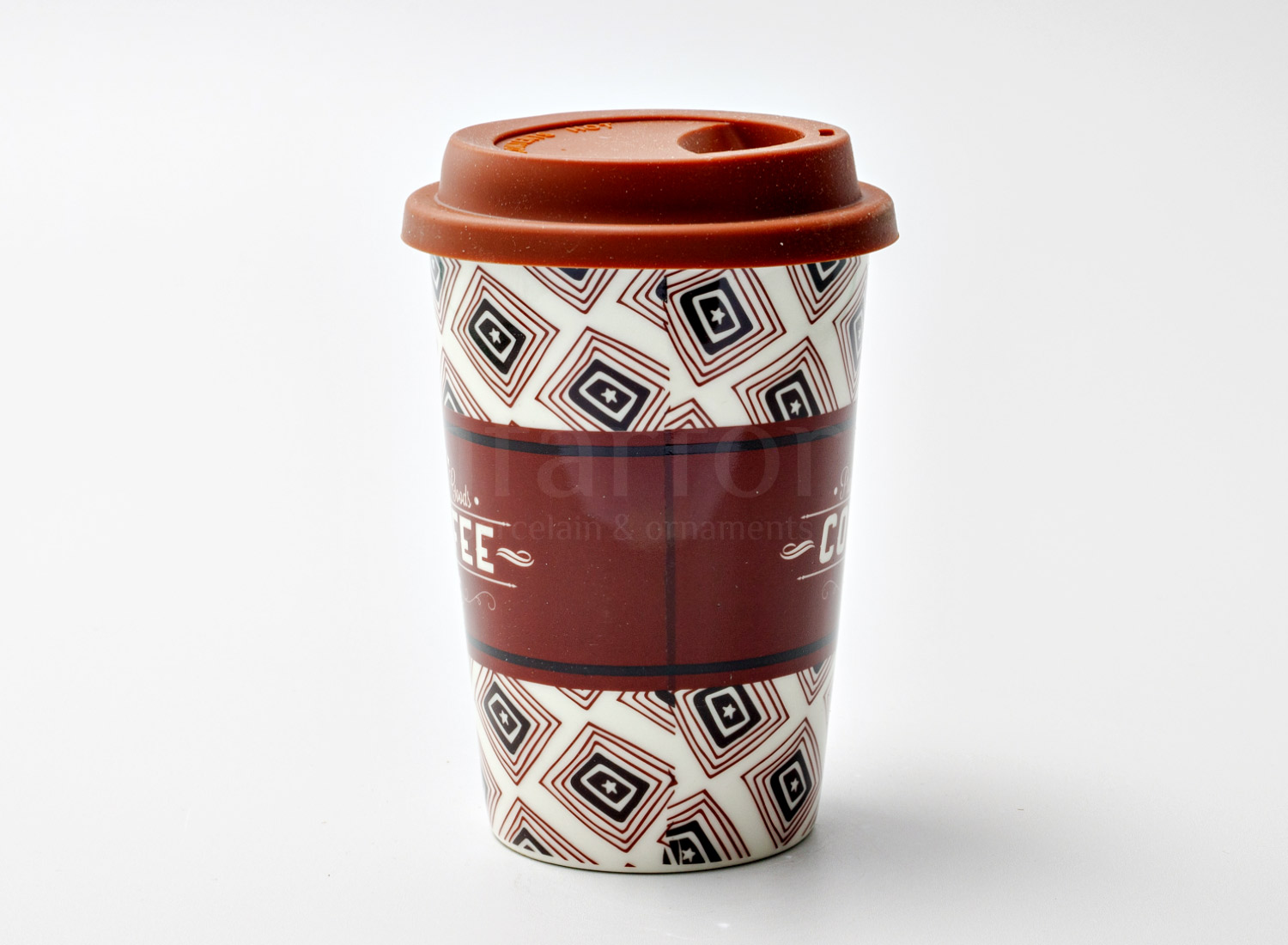 Термокружка «Premium goods coffee» 1/2 Форма: Royal Classics. Фарфор, силиконовая крышка