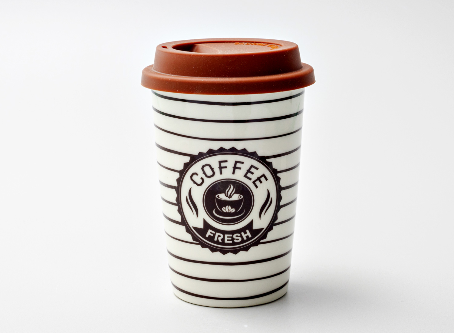Термокружка «Coffee fresh» 1/2 Форма: Royal Classics. Фарфор, силиконовая крышка