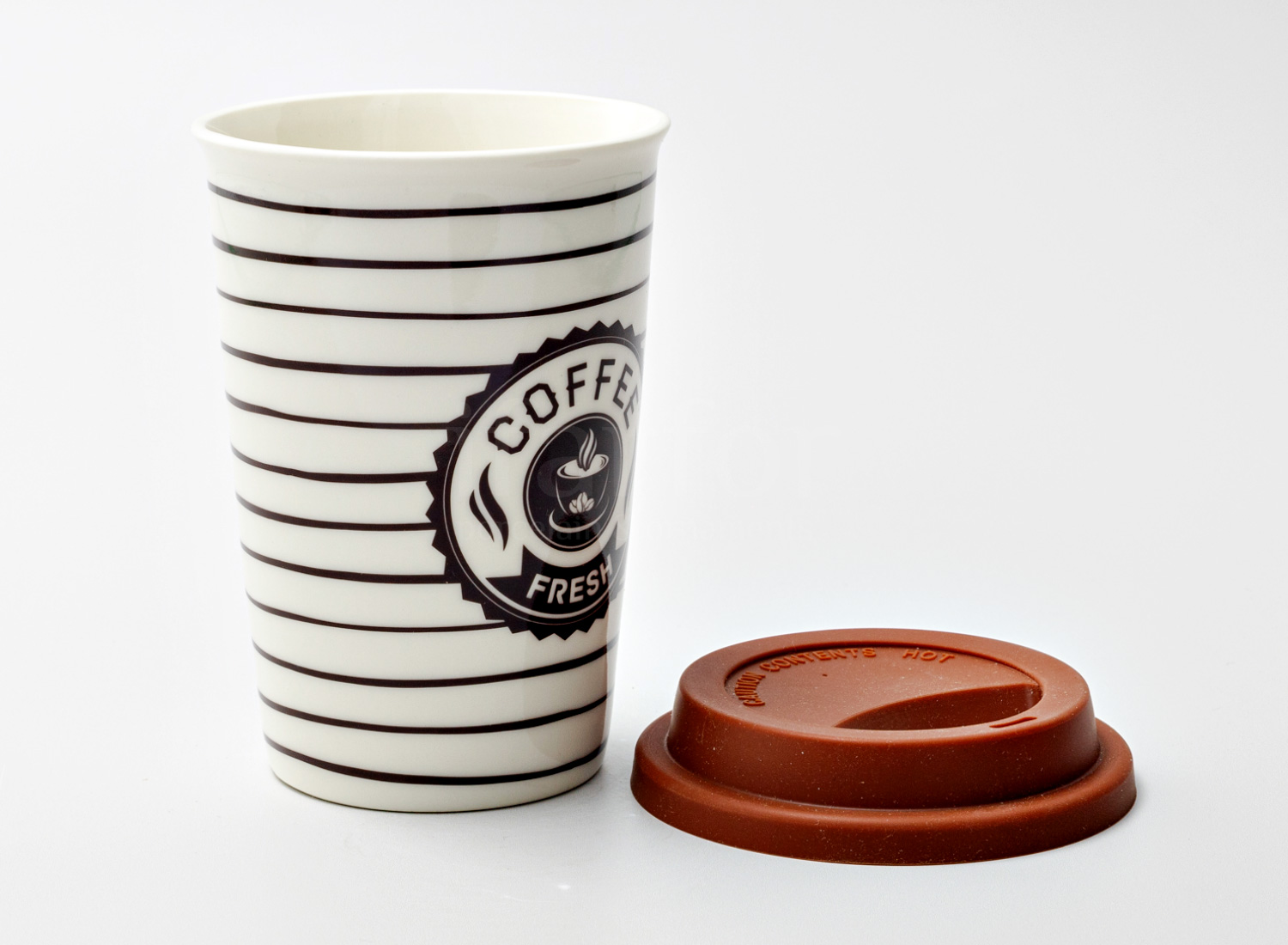 Термокружка «Coffee fresh» 1/2 Форма: Royal Classics. Фарфор, силиконовая крышка
