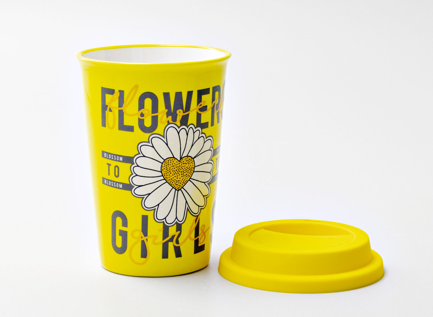 Термокружка «FLOVERS GIRL» 1/2 Форма: Royal Classics. Фарфор, силиконовая крышка. 127 мм.