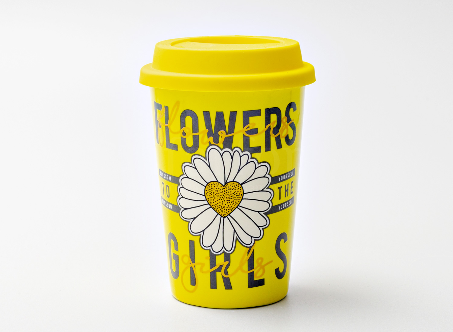 Термокружка «FLOVERS GIRL» 1/2 Форма: Royal Classics. Фарфор, силиконовая крышка. 127 мм.