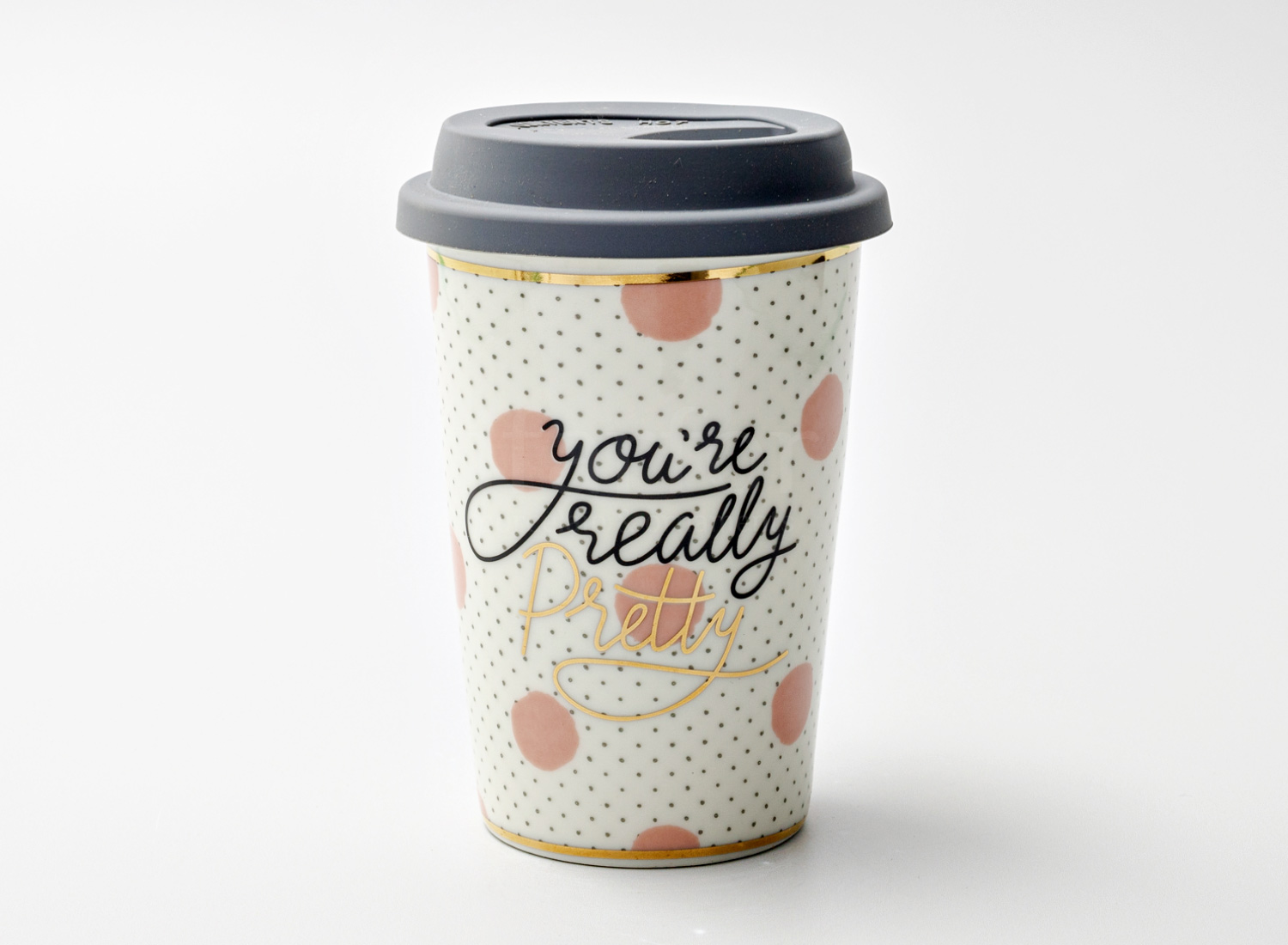 Термокружка «Youre really pretty» 1/2 Форма: Royal Classics. Фарфор, силиконовая крышка. 127 мм.