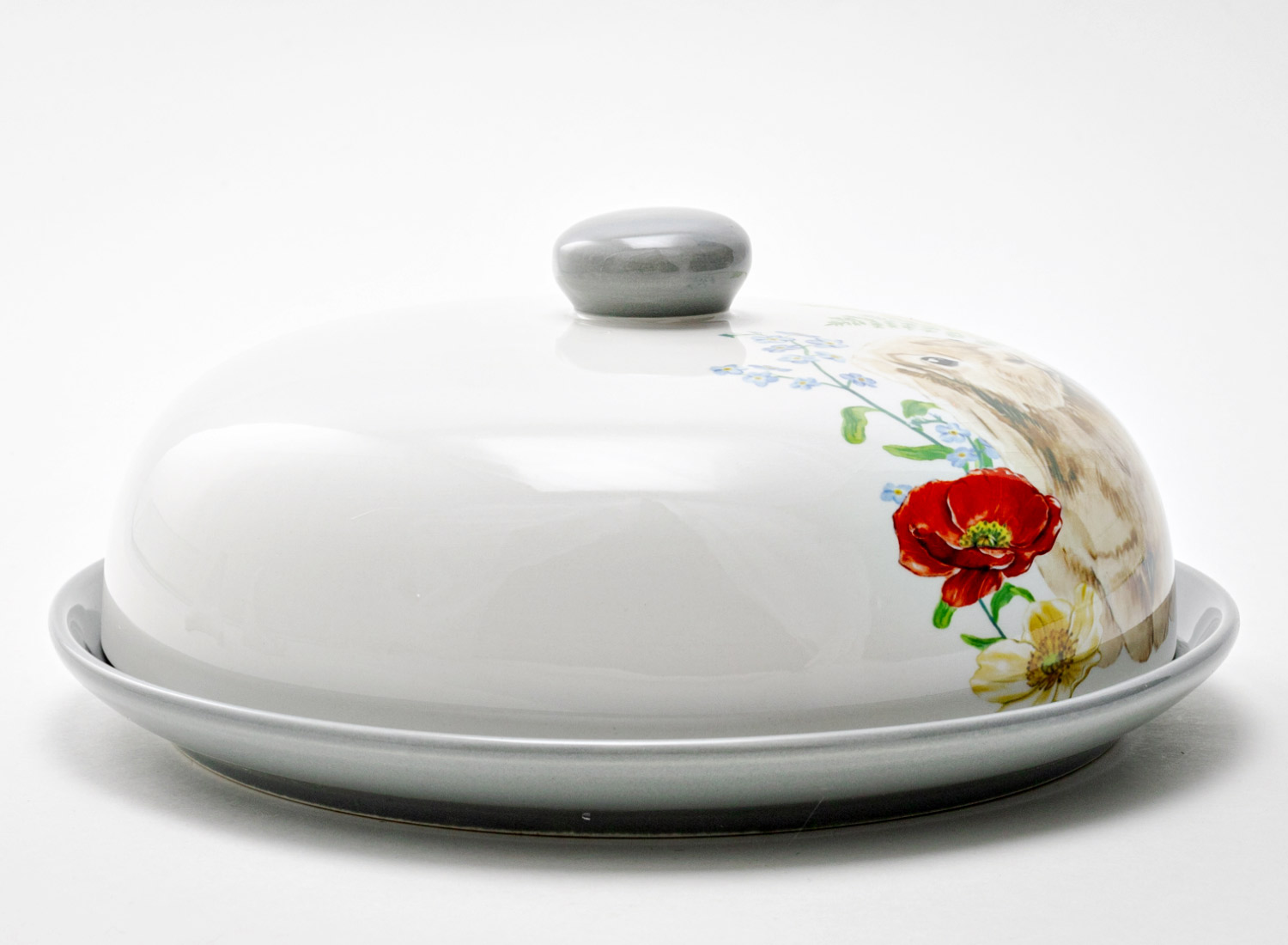 Блинница «Кролик в цветах» Форма: Repast. Керамика. 240 x 240 x 80 мм.