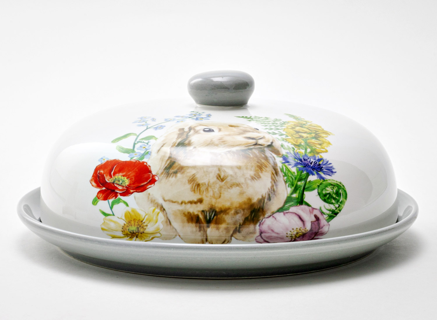 Блинница «Кролик в цветах» Форма: Repast. Керамика. 240 x 240 x 80 мм.