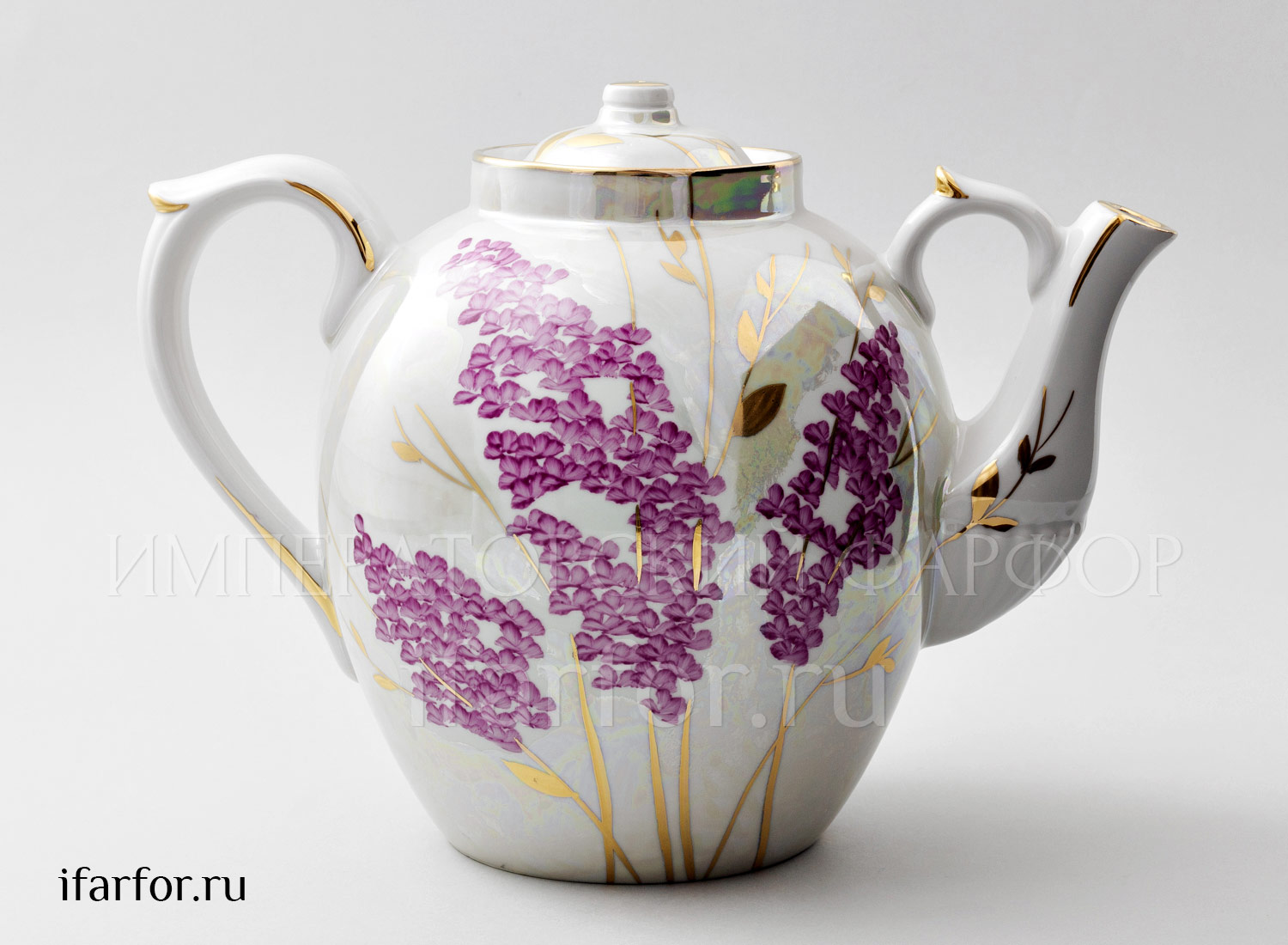 Чайник доливной «Розовая сирень» Форма: Русский. Твердый фарфор. 4500 мл.