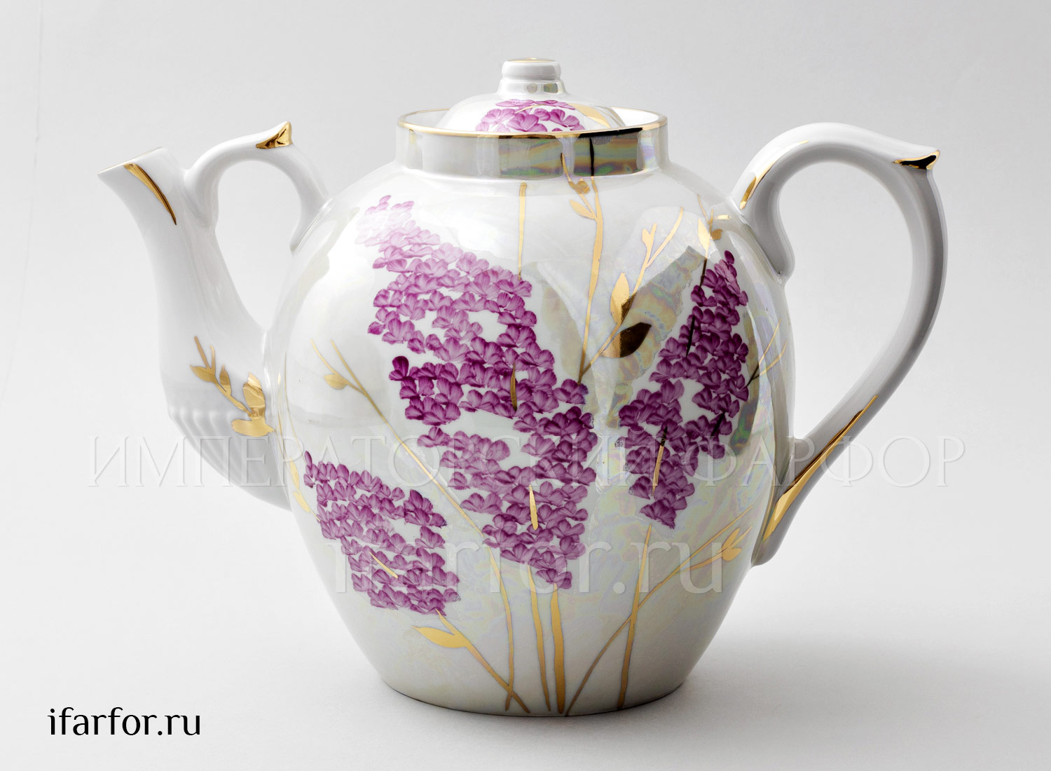 Чайник доливной «Розовая сирень» Форма: Русский. Твердый фарфор. 4500 мл.