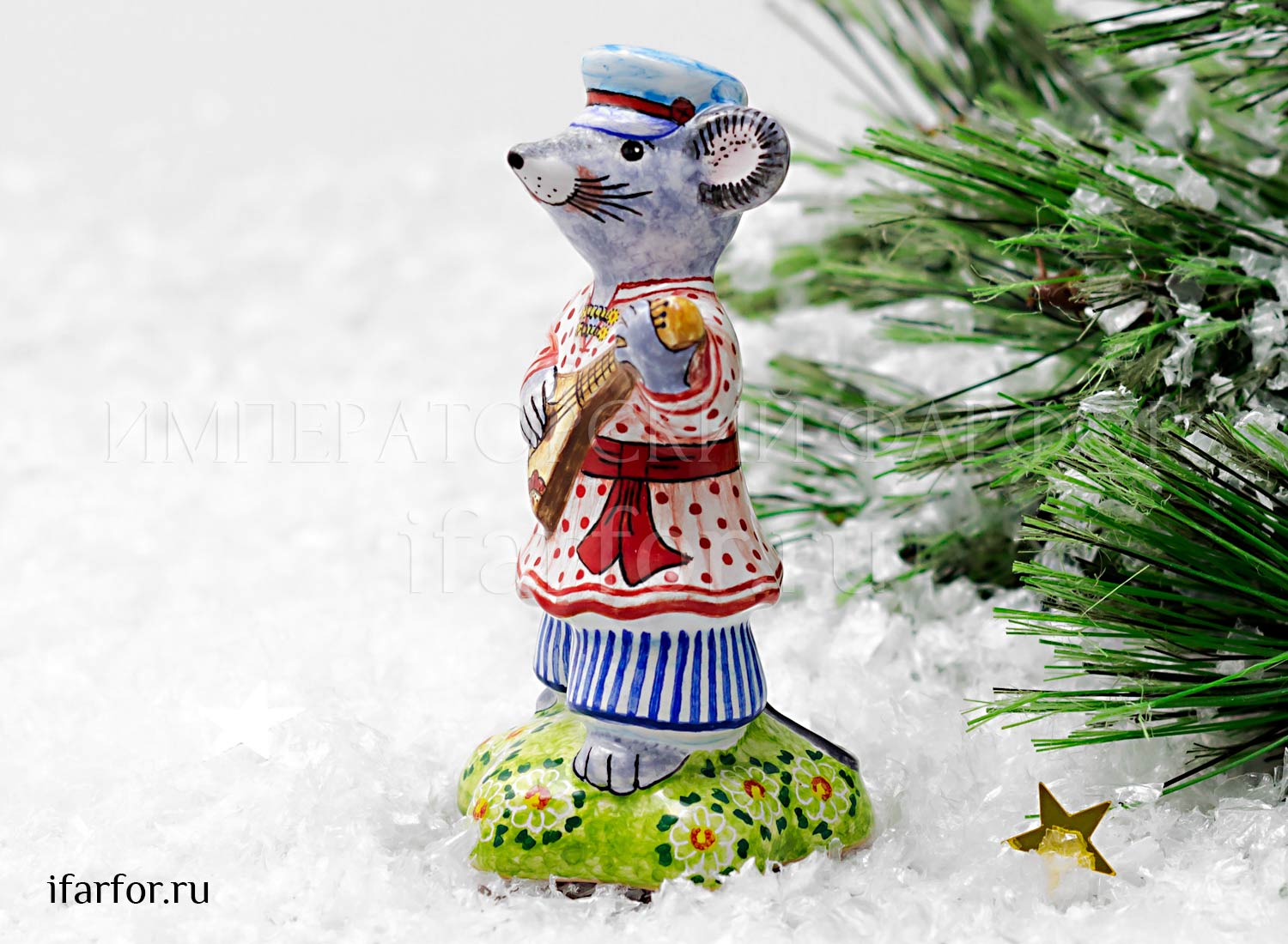 Скульптура «Мышь мальчик» Форма: Мышь мальчик. Майолика. 60 x 55 x 110 мм.