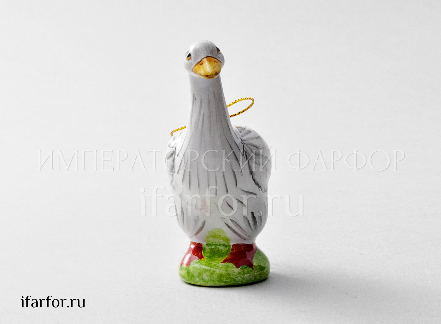 Елочная игрушка «Гусь серый» Форма: Гусь серый. Майолика. 38 x 90 мм.